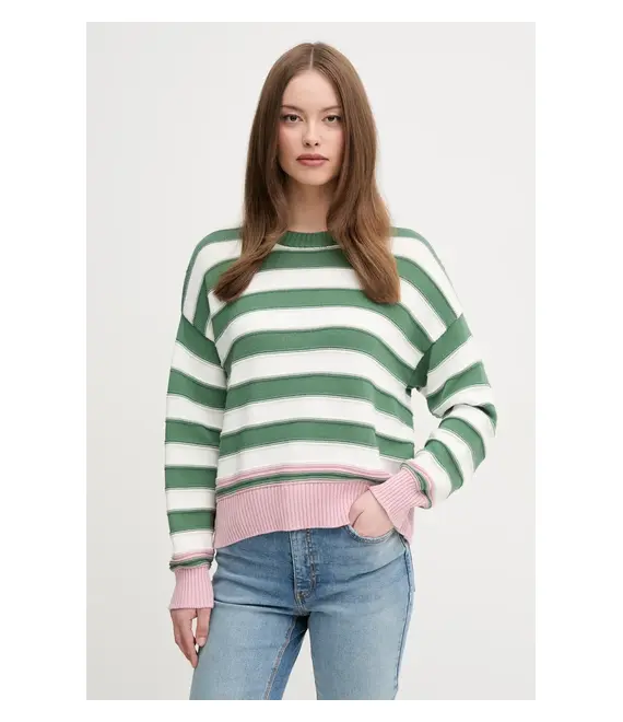 Βαμβακερό πουλόβερ United Colors of Benetton χρώμα: πράσινο, 1494E10CW
