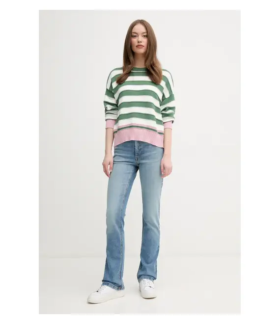 Βαμβακερό πουλόβερ United Colors of Benetton χρώμα: πράσινο, 1494E10CW