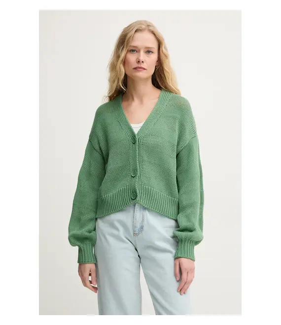 Βαμβακερή ζακέτα United Colors of Benetton γυναικεία, χρώμα: πράσινο, 1898D604S