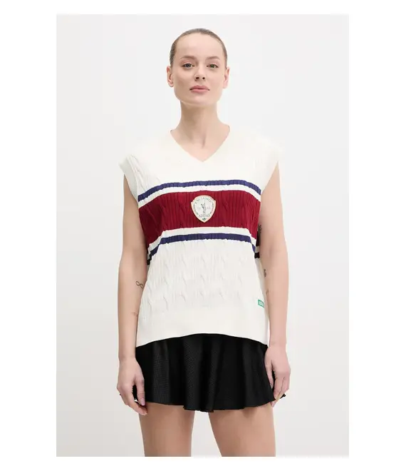 Βαμβακερό γιλέκο adidas Originals Retro χρώμα: μπεζ, KA4393