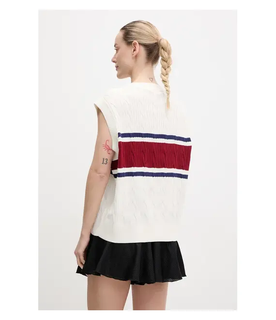 Βαμβακερό γιλέκο adidas Originals Retro χρώμα: μπεζ, KA4393