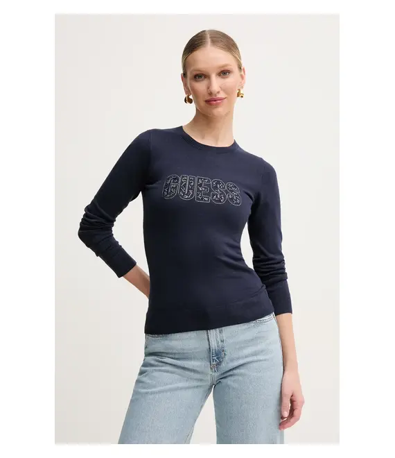 Πουλόβερ Guess PARIS χρώμα: ναυτικό μπλε, W5GR18 Z2NQ2