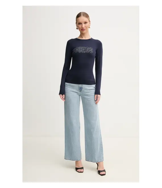Πουλόβερ Guess PARIS χρώμα: ναυτικό μπλε, W5GR18 Z2NQ2