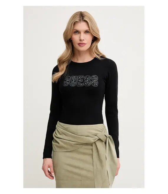 Πουλόβερ Guess PARIS χρώμα: μαύρο, W5GR18 Z2NQ2