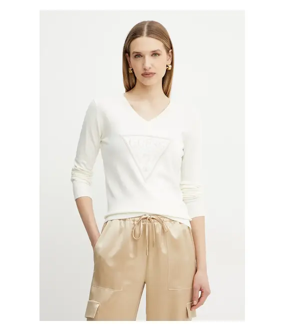Πουλόβερ Guess MIRIAM χρώμα: μπεζ, W5GR19 Z2NQ2