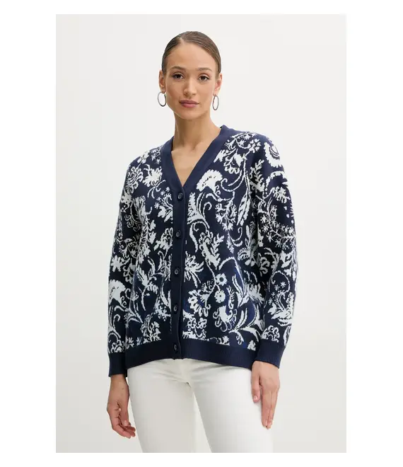 Πλεκτή ζακέτα Guess MELINDA χρώμα: ναυτικό μπλε, W5GR31 Z2ZK2