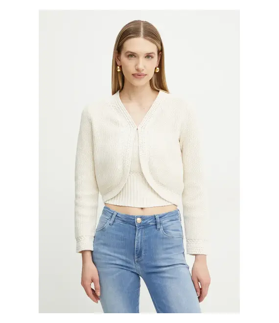Πλεκτή ζακέτα Guess ERYNN χρώμα: μπεζ, W5GR33 Z3M00