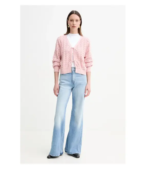 Βαμβακερή ζακέτα Guess RUTH χρώμα: ροζ, W5GR43 Z3C71