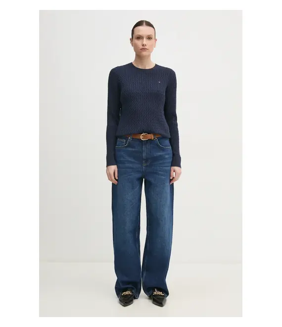 Βαμβακερό πουλόβερ Tommy Hilfiger χρώμα: ναυτικό μπλε, WW0WW44993