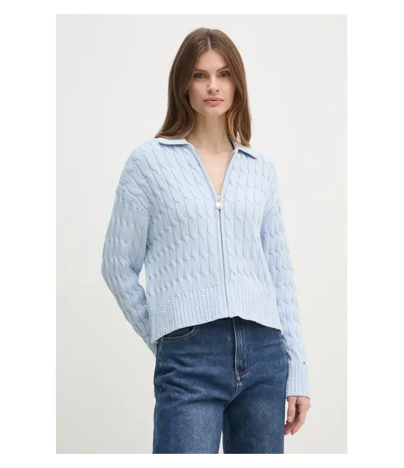 Πλεκτή ζακέτα Tommy Hilfiger χρώμα: μπλε, WW0WW44501