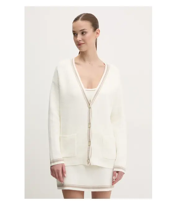 Πλεκτή ζακέτα Dkny χρώμα: μπεζ, DP5R6025