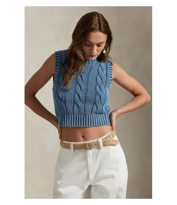 Βαμβακερό αμάνικο Polo Ralph Lauren χρώμα: μπλε, 211965758