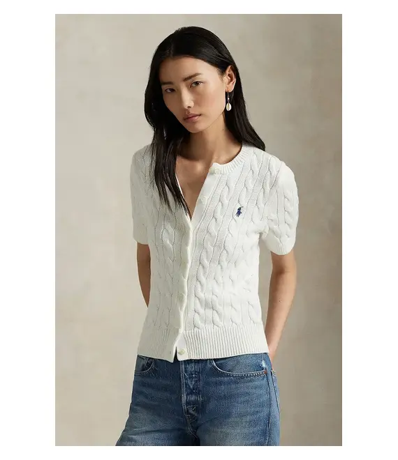 Βαμβακερή ζακέτα Polo Ralph Lauren χρώμα: άσπρο, 211966720