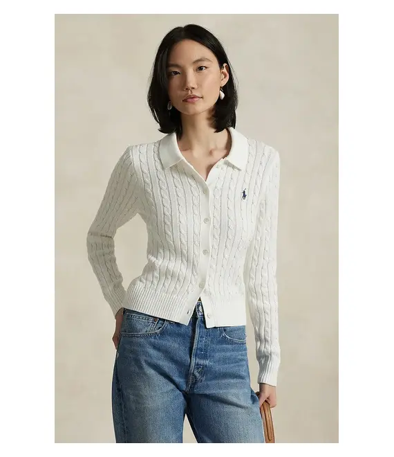 Πλεκτή ζακέτα Polo Ralph Lauren χρώμα: άσπρο, 211971881