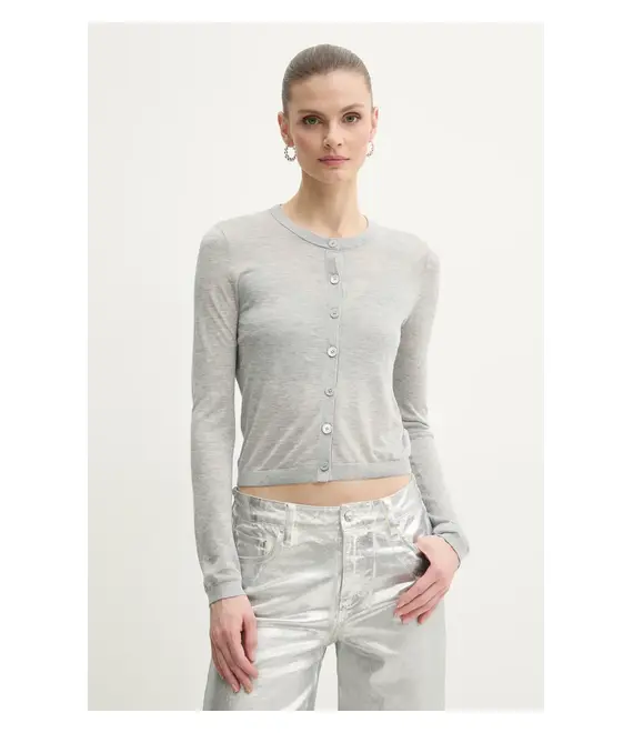 Ζακέτα με μείγμα μετάξι MICHAEL Michael Kors χρώμα: γκρι, MS5615MGW2
