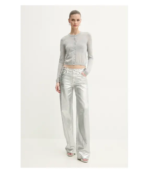 Ζακέτα με μείγμα μετάξι MICHAEL Michael Kors χρώμα: γκρι, MS5615MGW2