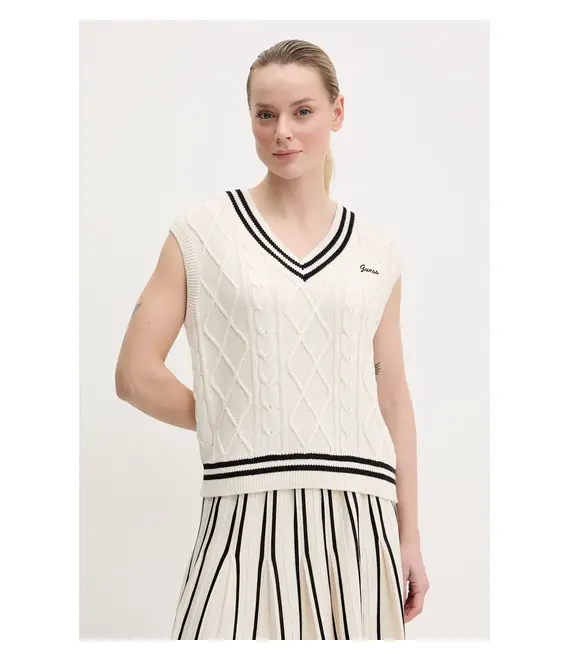 Γιλέκο Guess χρώμα: μπεζ, V5GR00 Z3FB1