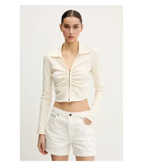 Πλεκτή ζακέτα Guess Originals χρώμα: μπεζ, W5GP53 KA0H1