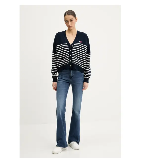 Βαμβακερή ζακέτα Tommy Jeans χρώμα: ναυτικό μπλε, DW0DW20257