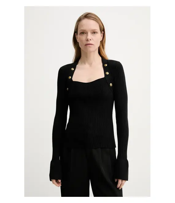 Πουλόβερ The Kooples χρώμα: μαύρο, FPUL30090K