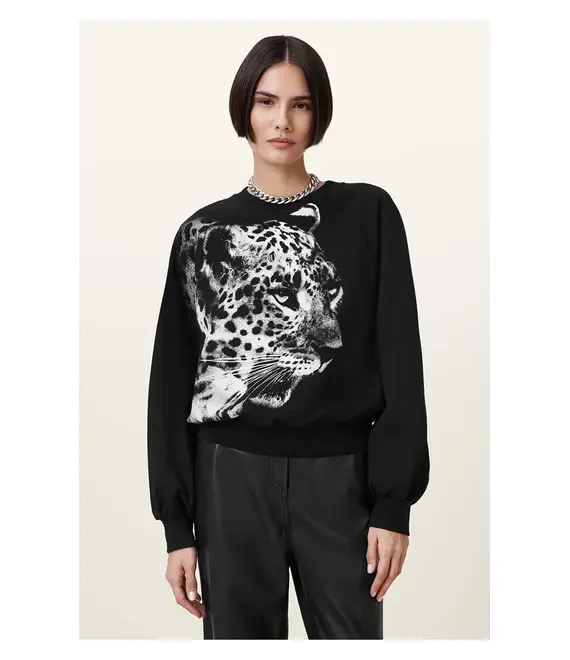 Βαμβακερή μπλούζα AllSaints KIARA CYGNET γυναικεία, χρώμα: μαύρο, W156JC