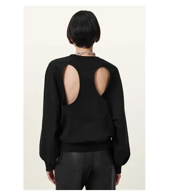 Βαμβακερή μπλούζα AllSaints KIARA CYGNET γυναικεία, χρώμα: μαύρο, W156JC