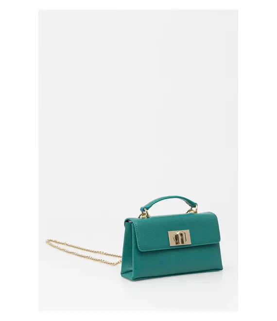 Δερμάτινη τσάντα Furla χρώμα: πράσινο, WE00423 ARE000 D7D00
