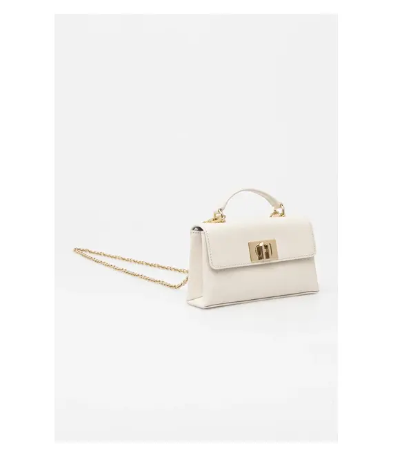 Δερμάτινη τσάντα Furla χρώμα: άσπρο, WE00423.ARE000.PNN001007