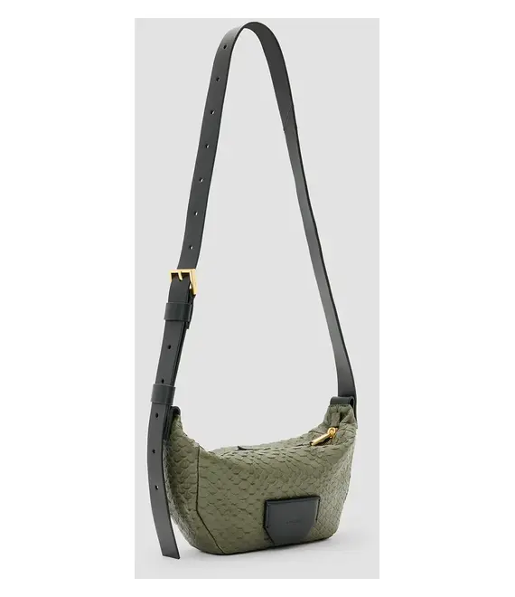 Δερμάτινη τσάντα AllSaints MADEA SNAKE χρώμα: πράσινο, W092XC