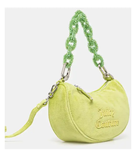 Βελούδινη τσάντα Juicy Couture BLOSSOM RHINESTONE CHAIN χρώμα: πράσινο, BEJL58834WCO