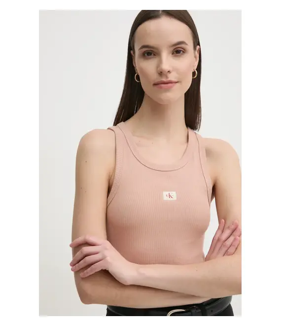 Top Calvin Klein Jeans χρώμα: πορτοκαλί, J20J224762