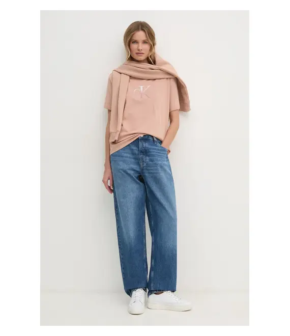 Μπλουζάκι Calvin Klein Jeans χρώμα: πορτοκαλί, J20J224798