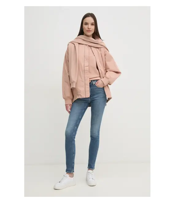 Βαμβακερό μπλουζάκι Calvin Klein Jeans γυναικείο, χρώμα: πορτοκαλί, J20J225084