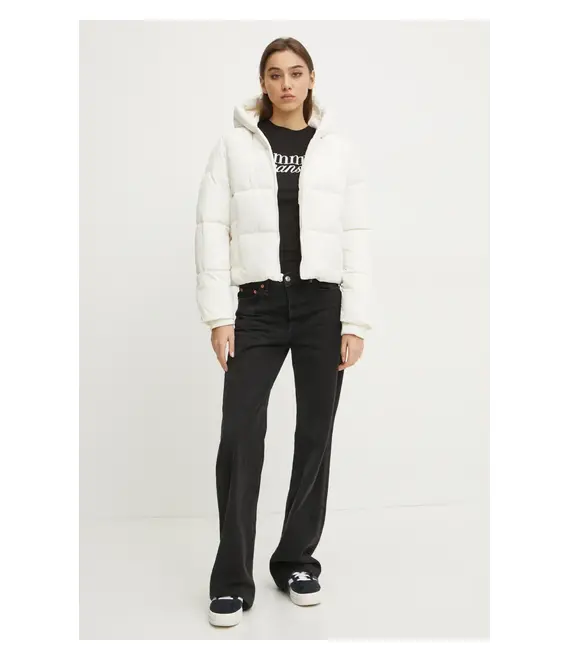 Βαμβακερό μπλουζάκι Tommy Jeans γυναικείο, χρώμα: μαύρο, DW0DW19447