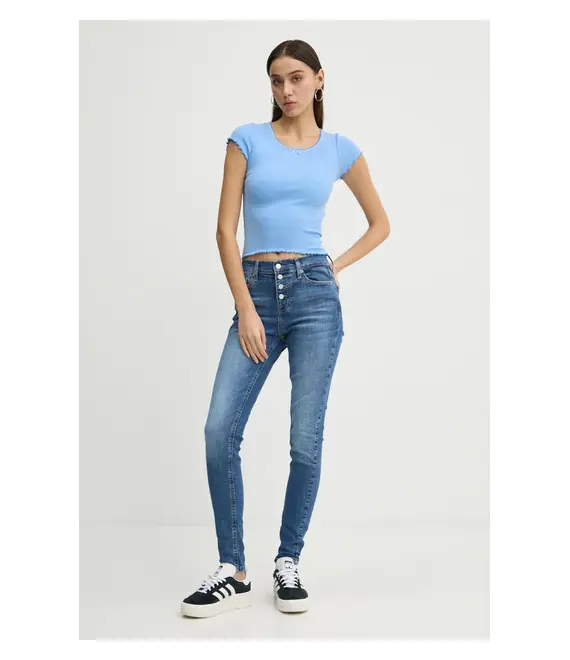 Μπλουζάκι Tommy Jeans χρώμα: μπλε, DW0DW19504