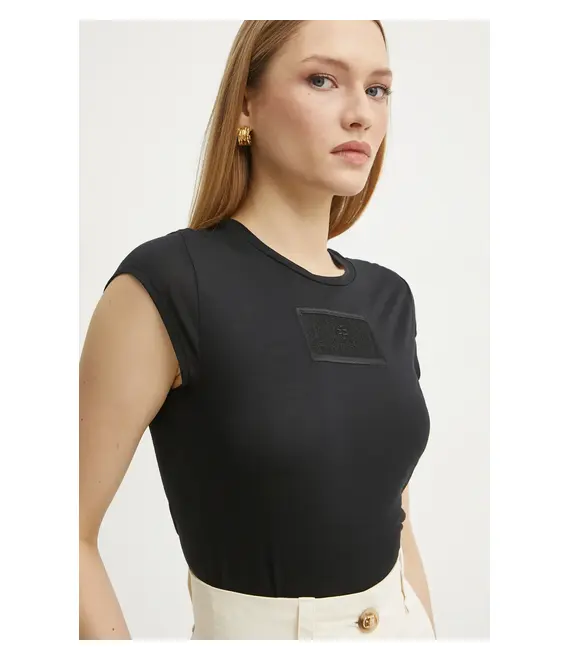 Μπλουζάκι Elisabetta Franchi χρώμα: μαύρο, MA00451E2
