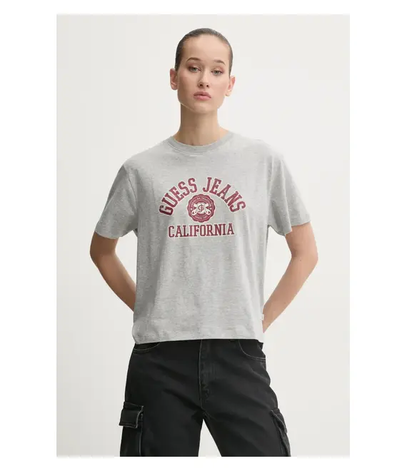 Βαμβακερό μπλουζάκι Guess Jeans χρώμα: γκρι, W5RI43 K8HM0