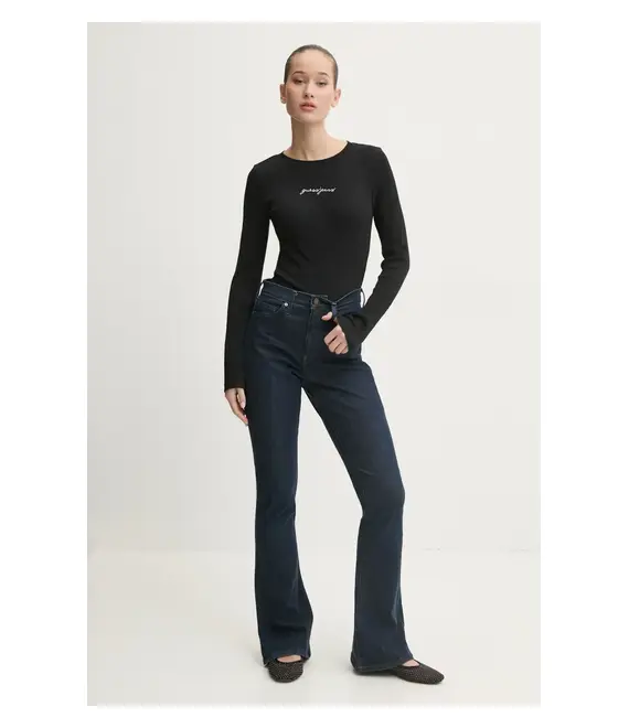 Μακρυμάνικο Guess Jeans χρώμα: μαύρο, W5RI58 KA0H1