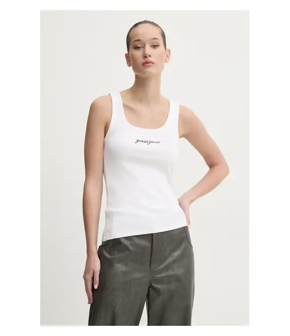 Top Guess Jeans χρώμα: άσπρο, W5RP48 KA0H1