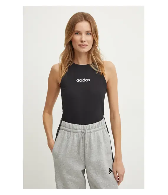 Top adidas Essentials Linear χρώμα: μαύρο, JC5798