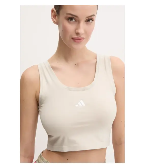 Top adidas Essentials χρώμα: μπεζ, JD0561