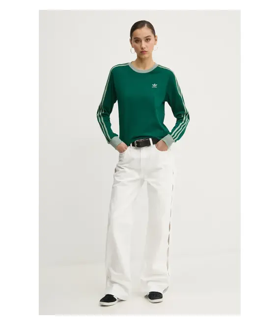 Βαμβακερή μπλούζα με μακριά μανίκια adidas Originals 3-Stripes JC5775