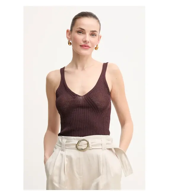Top Twinset χρώμα: καφέ, 251TT3220