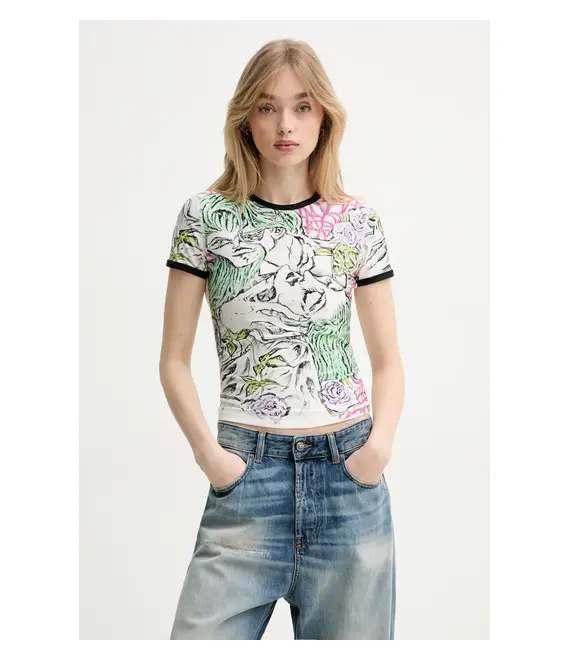 Μπλουζάκι Diesel T-UNCUTIE-LONG-Q2 T-SHIRT χρώμα: άσπρο, A16636.0KNAU