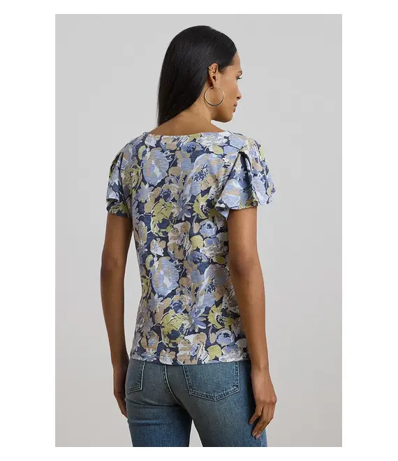 Βαμβακερό μπλουζάκι Lauren Ralph Lauren γυναικείο, χρώμα: μπλε, 200963875