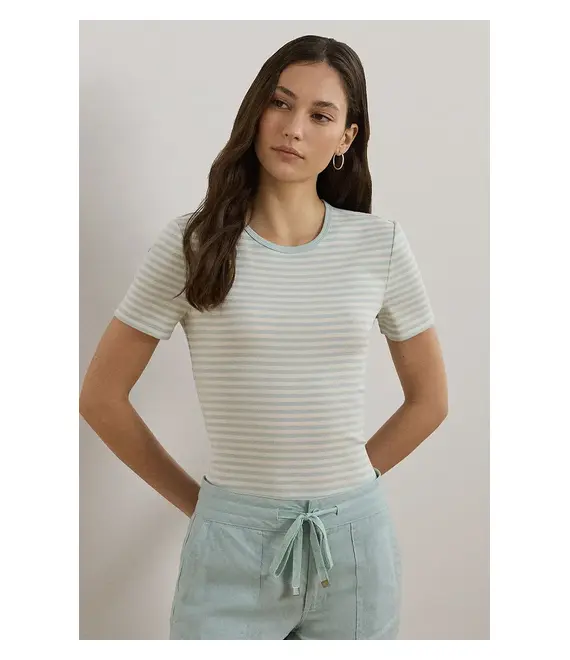 Βαμβακερό μπλουζάκι Lauren Ralph Lauren γυναικείο, χρώμα: μπλε, 200963889