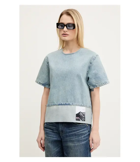 Μπλουζάκι τζιν Moschino Jeans χρώμα: μπλε, 0217 3217