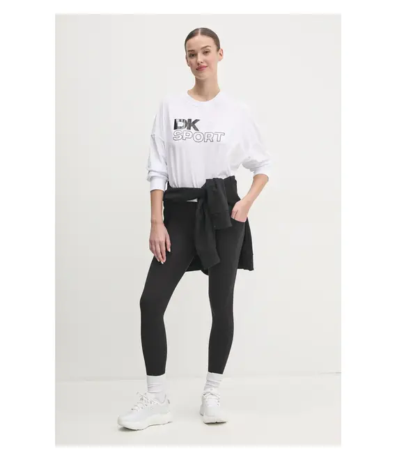Βαμβακερή μπλούζα με μακριά μανίκια Dkny χρώμα: άσπρο, DP5T1117