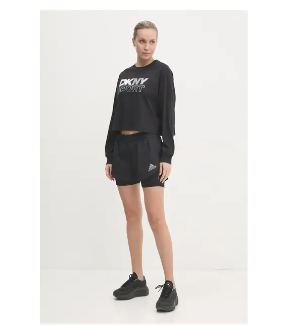 Βαμβακερή μπλούζα με μακριά μανίκια Dkny χρώμα: μαύρο, DP5T1117