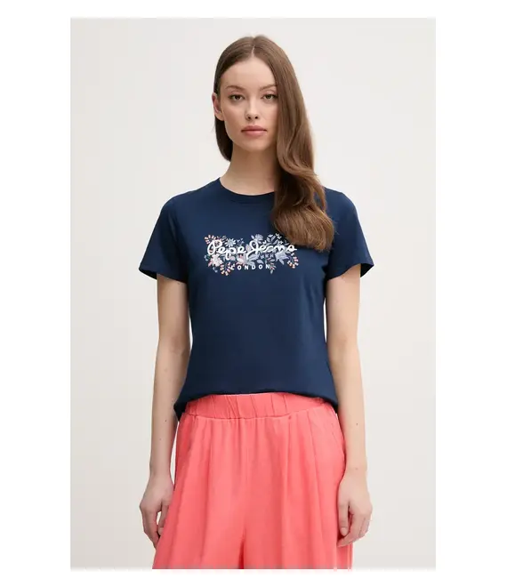 Βαμβακερό μπλουζάκι Pepe Jeans ROSALIND γυναικείο, χρώμα: ναυτικό μπλε, PL506034
